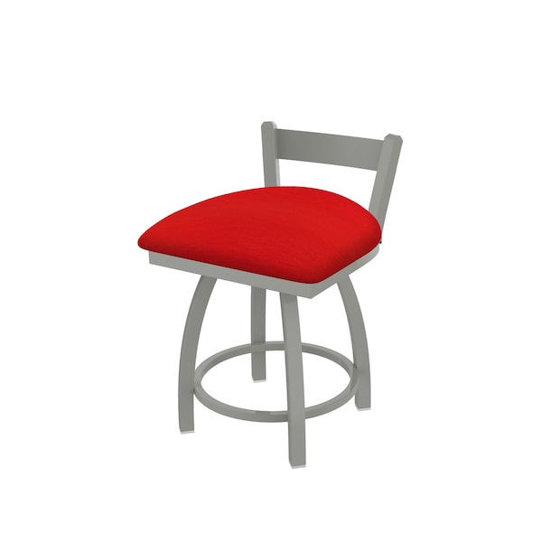 Holland Bar Stool Co 18" Low Back Swivel Vanity Stool, Nickel Finish, Canter Red Seat - 82118AN011
