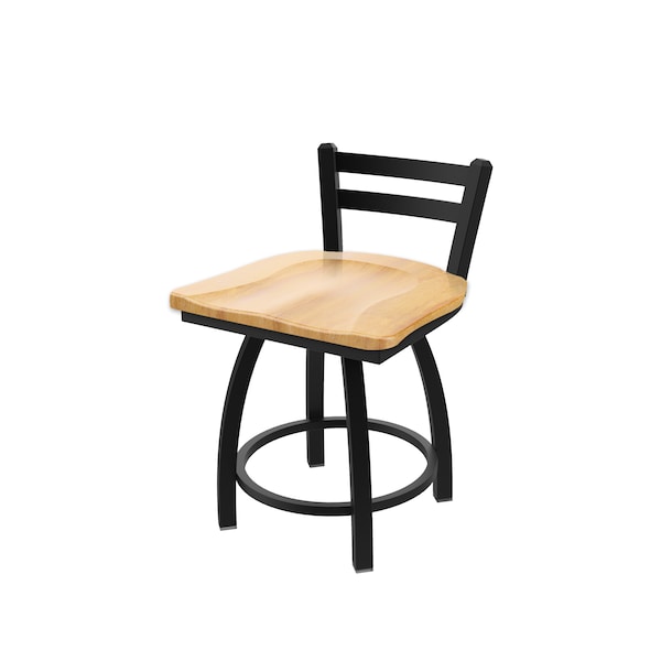 Holland Bar Stool Co 18" Low Back Swivel Vanity Stool, Black Wrinkle, Nat Maple Seat - 41118BWNATMPL