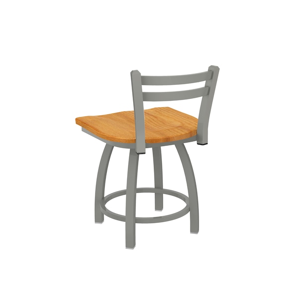 Holland Bar Stool Co 18" Low Back Swivel Vanity Stool, Nickel Finish, Med Oak Seat - 41118ANMEDOAK