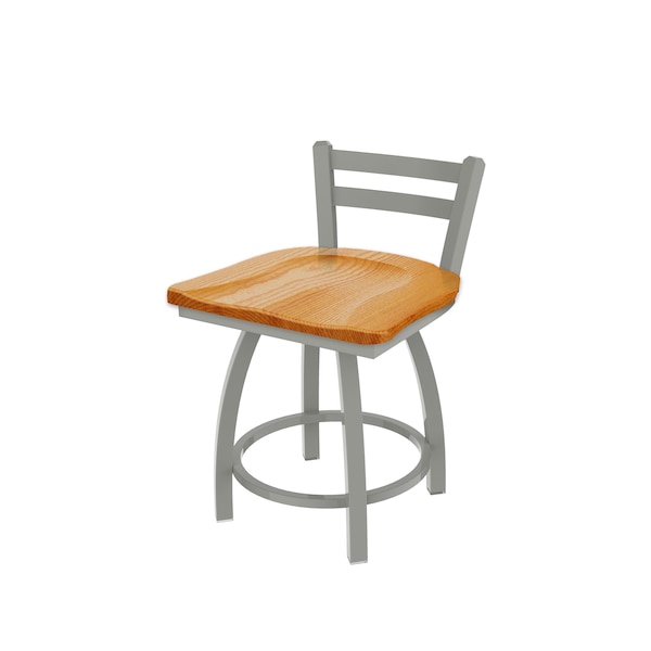 Holland Bar Stool Co 18" Low Back Swivel Vanity Stool, Nickel Finish, Med Oak Seat - 41118ANMEDOAK