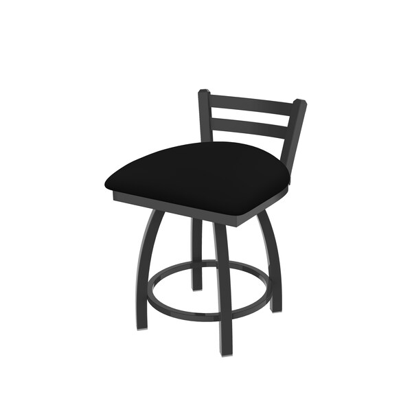 Holland Bar Stool Co 18" Low Back Swivel Vanity Stool, Pewter Finish, Black Vinyl Seat - 41118PWBLKVINYL