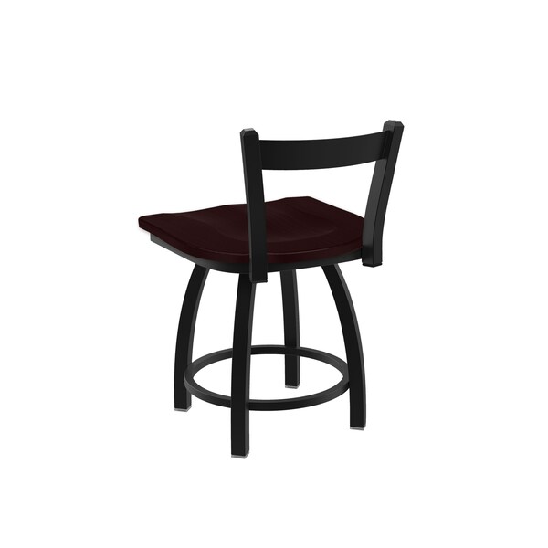 Holland Bar Stool Co 18" Low Back Swivel Vanity Stool, Black Wrinkle, Dark Cherry Oak Seat - 82118BWDCOAK
