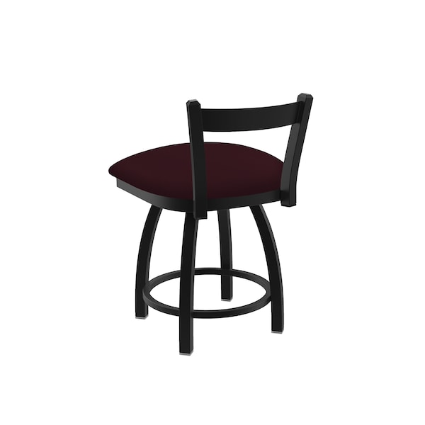 Holland Bar Stool Co 18" Low Back Swivel Vanity Stool, Black Wrinkle, Canter Bordeaux Seat - 82118BW005