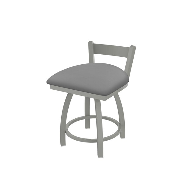 Holland Bar Stool Co 18" Low Back Swivel Vanity Stool, Nickel Finish, Canter Grey Seat - 82118AN007