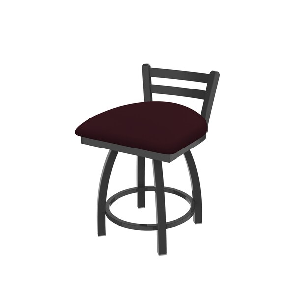Holland Bar Stool Co 18" Low Back Swivel Vanity Stool, Pewter Finish, Canter Bordeaux Seat - 41118PW005