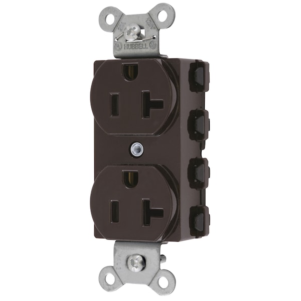 Hubbell Wiring Device-Kellems Straight Blade Devices, Receptacles, Duplex, SNAPConnect, 20A 125V, 2-Pole 3-Wire Grounding, 5-20R, Nylon, Brown, USA - SNAP5362NA