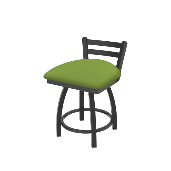 Holland Bar Stool Co 18" Low Back Swivel Vanity Stool, Pewter Finish, Canter Kiwi Green Seat - 41118PW009