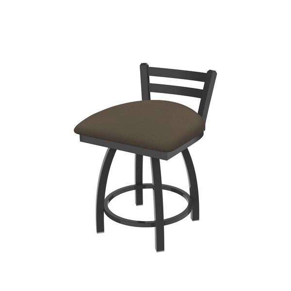 Holland Bar Stool Co 18" Low Back Swivel Vanity Stool, Pewter Finish, Canter Earth Seat - 41118PW006
