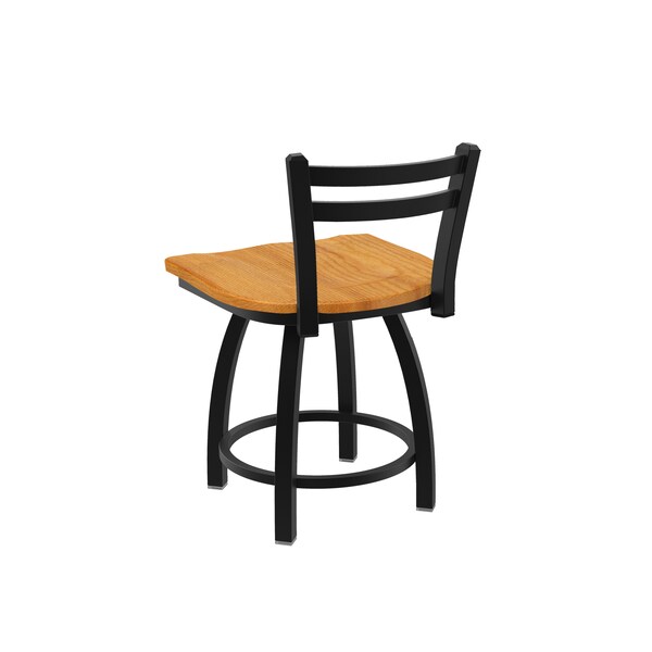 Holland Bar Stool Co 18" Low Back Swivel Vanity Stool, Black Wrinkle, Med Oak Seat - 41118BWMEDOAK