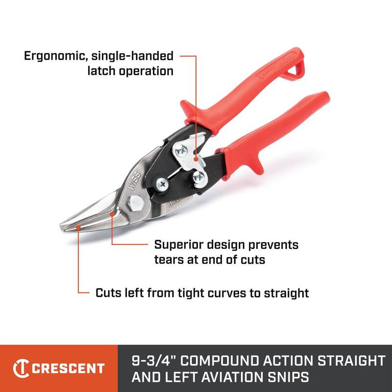 Crescent Wiss 9-3/4in. Compound Action Straight and Left Cut Aviation Snips (6-Piece) - M1R6PCB