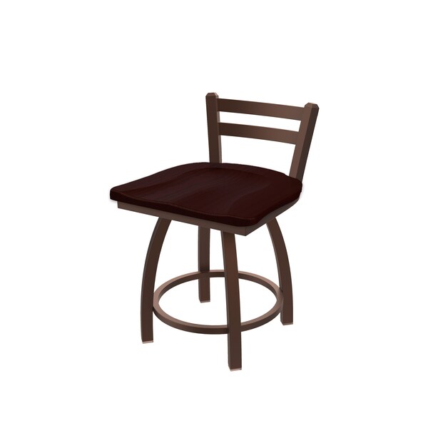 Holland Bar Stool Co 18" Low Back Swivel Vanity Stool, Bronze Finish, Dark Cherry Oak Seat - 41118BZDCOAK