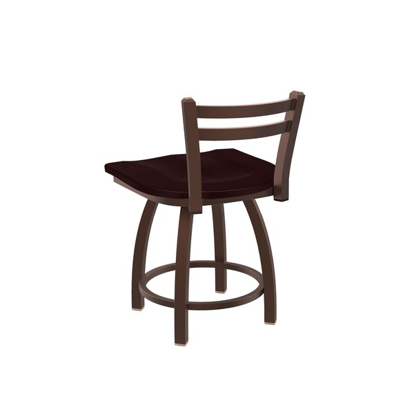 Holland Bar Stool Co 18" Low Back Swivel Vanity Stool, Bronze Finish, Dark Cherry Oak Seat - 41118BZDCOAK