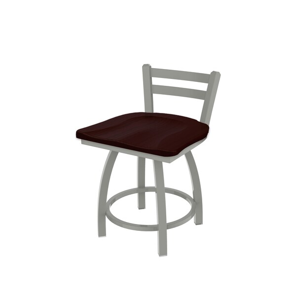 Holland Bar Stool Co 18" Low Back Swivel Vanity Stool, Nickel Finish, Dark Cherry Oak Seat - 41118ANDCOAK