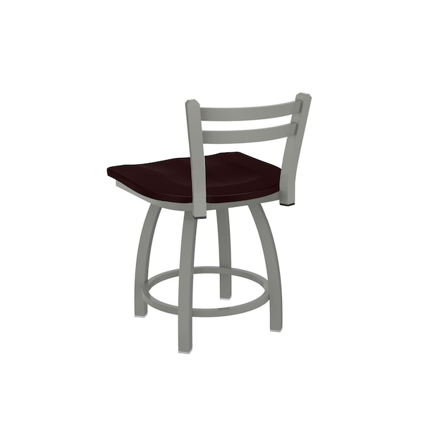 Holland Bar Stool Co 18" Low Back Swivel Vanity Stool, Nickel Finish, Dark Cherry Oak Seat - 41118ANDCOAK