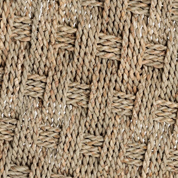 Bali & Pari Denver Modern Bohemian Natural Seagrass and Acacia Wood Stool - 243-13534-ZORO