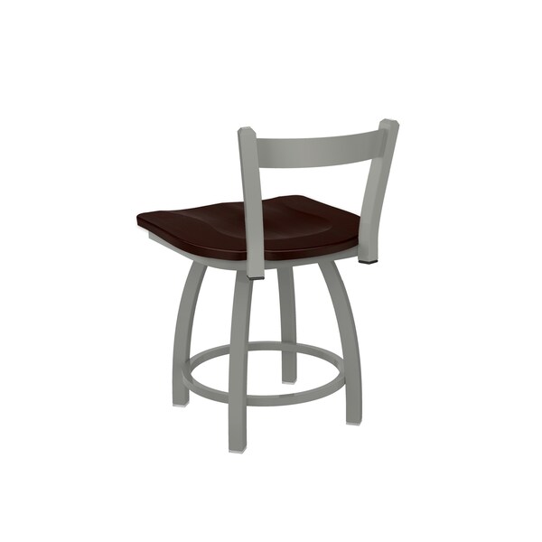 Holland Bar Stool Co 18" Low Back Swivel Vanity Stool, Nickel Finish, Dark Cherry Maple Seat - 82118ANDCMPL