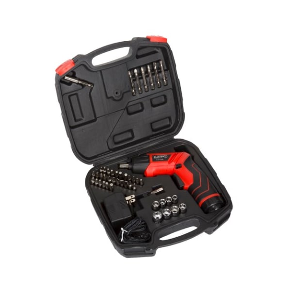 Fleming Supply 45-pieces Fleming Supply Cordless Pivoting Screwdriver, Drill Bits, Sockets, LED Lights, Ni-Cd Battery - 609232YMN