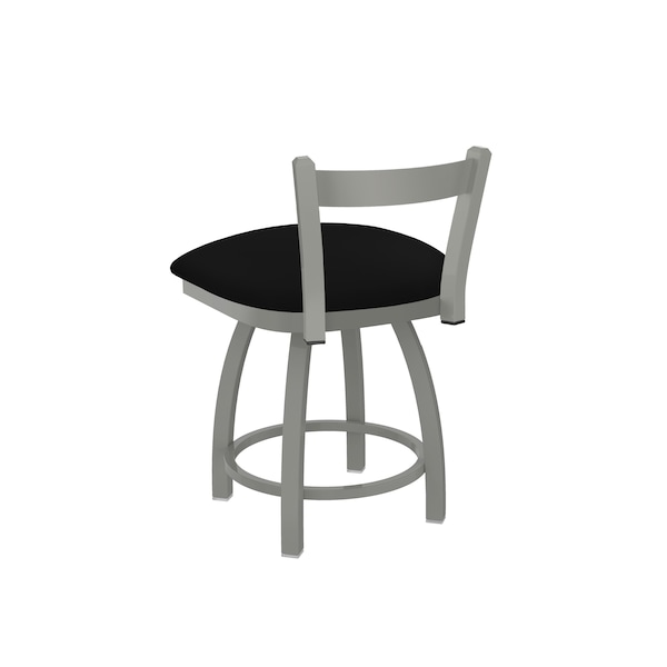 Holland Bar Stool Co 18" Low Back Swivel Vanity Stool, Nickel Finish, Black Vinyl Seat - 82118ANBLKVINYL