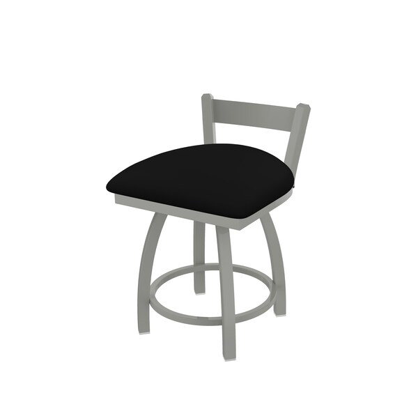 Holland Bar Stool Co 18" Low Back Swivel Vanity Stool, Nickel Finish, Black Vinyl Seat - 82118ANBLKVINYL