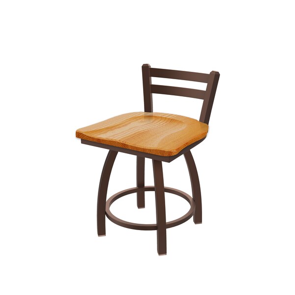 Holland Bar Stool Co 18" Low Back Swivel Vanity Stool, Bronze Finish, Med Oak Seat - 41118BZMEDOAK
