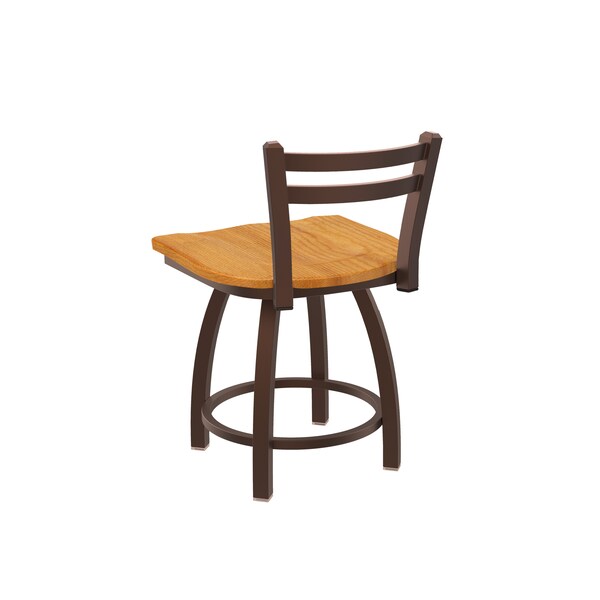 Holland Bar Stool Co 18" Low Back Swivel Vanity Stool, Bronze Finish, Med Oak Seat - 41118BZMEDOAK