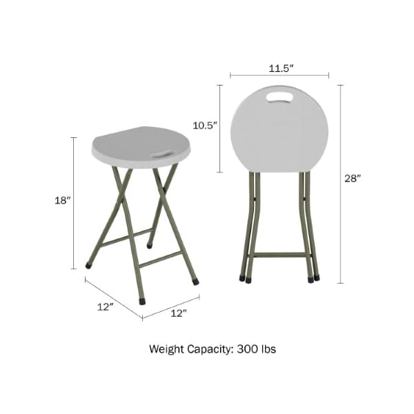 Hastings Home Set of 2 Hastings Home 18-Inch Round Stool, Foldable, Carry Handle and 300lb Weight Capacity - 860976FQF