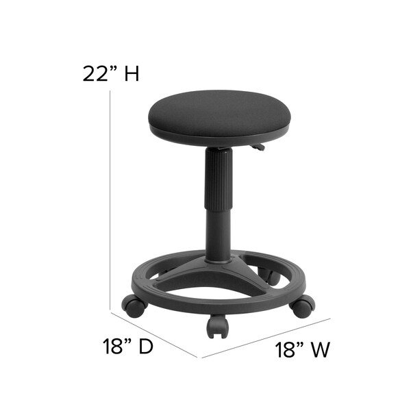 Flash Furniture Fabric Stool w/Foot Ring, Black - WL-905DG-GG