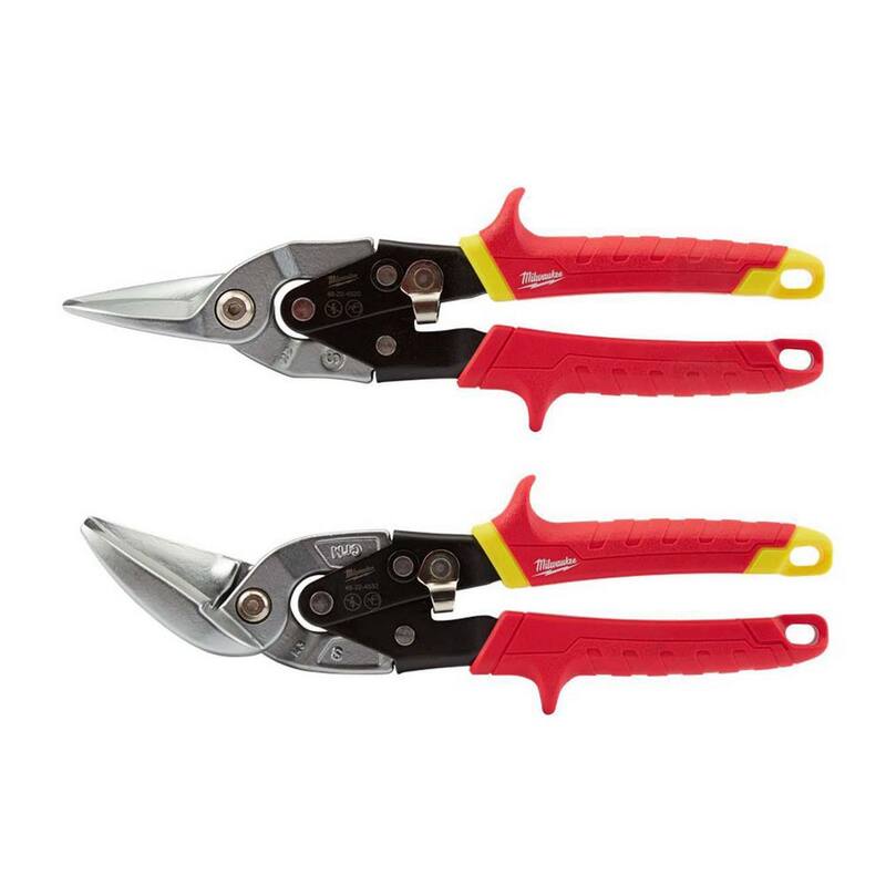 Milwaukee 10 in. Straight-Cut Aviation Snips with 10 in. Straight-Cut Offset Aviation Snips - 48-22-4530-48-22-4532