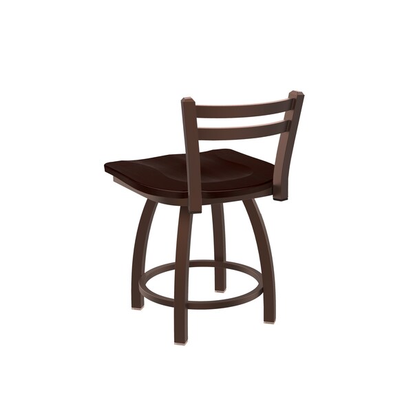 Holland Bar Stool Co 18" Low Back Swivel Vanity Stool, Bronze Finish, Dark Cherry Maple Seat - 41118BZDCMPL