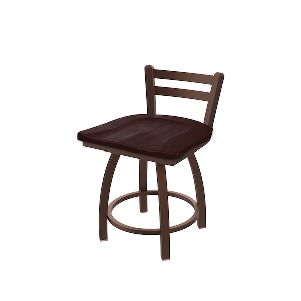 Holland Bar Stool Co 18" Low Back Swivel Vanity Stool, Bronze Finish, Dark Cherry Maple Seat - 41118BZDCMPL