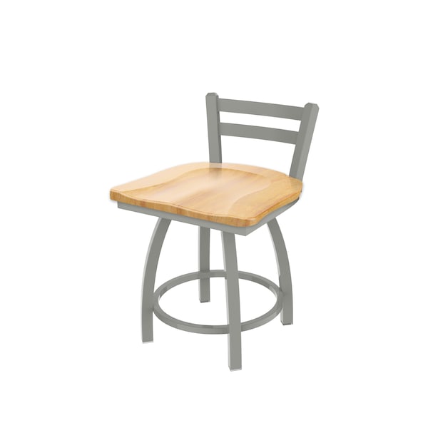 Holland Bar Stool Co 18" Low Back Swivel Vanity Stool, Nickel Finish, Nat Maple Seat - 41118ANNATMPL