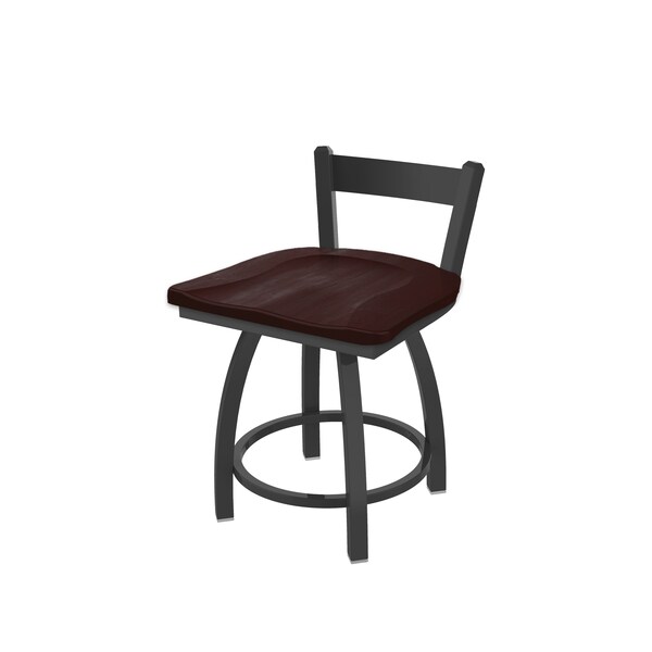 Holland Bar Stool Co 18" Low Back Swivel Vanity Stool, Pewter Finish, Dark Cherry Maple Seat - 82118PWDCMPL