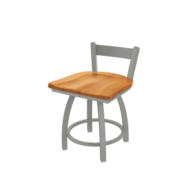 Holland Bar Stool Co 18" Low Back Swivel Vanity Stool, Nickel Finish, Med Maple Seat - 82118ANMEDMPL