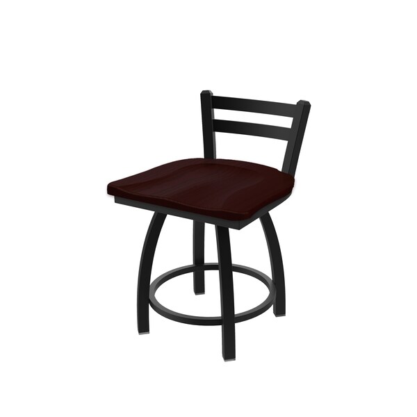 Holland Bar Stool Co 18" Low Back Swivel Vanity Stool, Black Wrinkle, Dark Cherry Oak Seat - 41118BWDCOAK