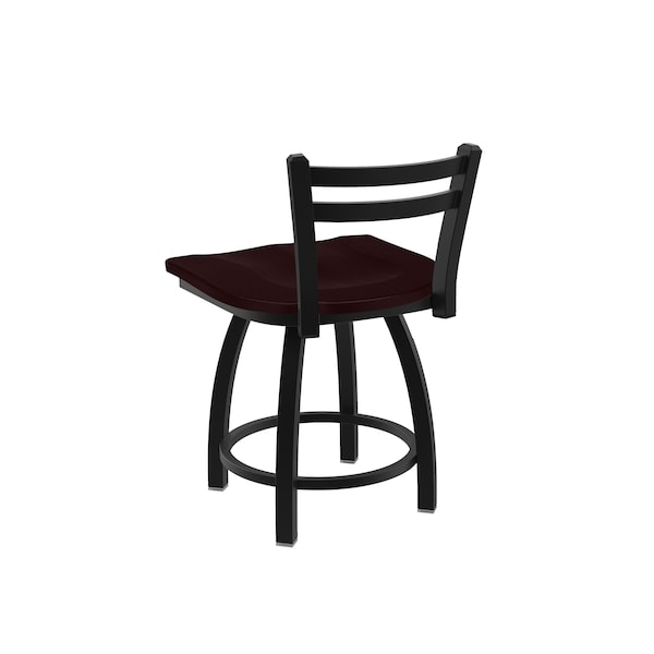 Holland Bar Stool Co 18" Low Back Swivel Vanity Stool, Black Wrinkle, Dark Cherry Oak Seat - 41118BWDCOAK