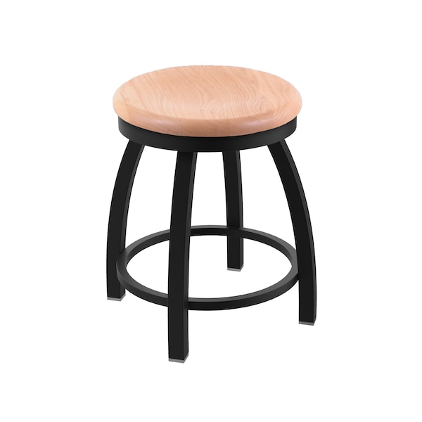Holland Bar Stool Co 18" Swivel Vanity Stool, Black Wrinkle, Nat Oak Seat - 80218BWNATOAK