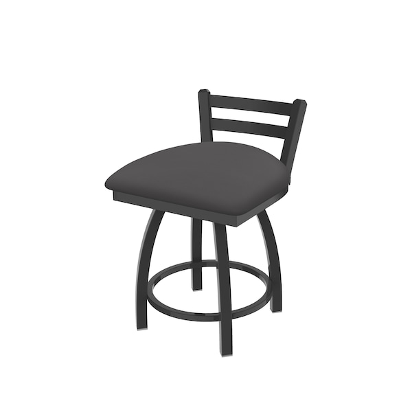 Holland Bar Stool Co 18" Low Back Swivel Vanity Stool, Pewter Finish, Canter Storm Seat - 41118PW004