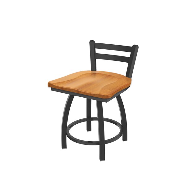 Holland Bar Stool Co 18" Low Back Swivel Vanity Stool, Pewter Finish, Med Maple Seat - 41118PWMEDMPL