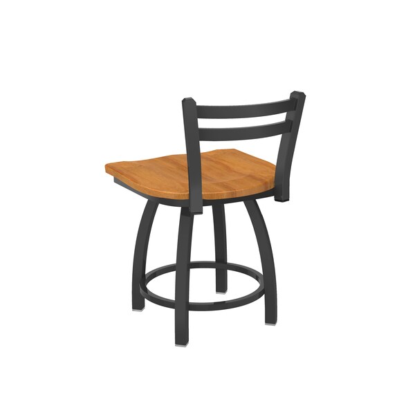 Holland Bar Stool Co 18" Low Back Swivel Vanity Stool, Pewter Finish, Med Maple Seat - 41118PWMEDMPL