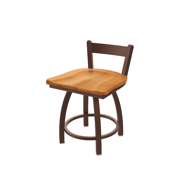 Holland Bar Stool Co 18" Low Back Swivel Vanity Stool, Bronze Finish, Med Maple Seat - 82118BZMEDMPL