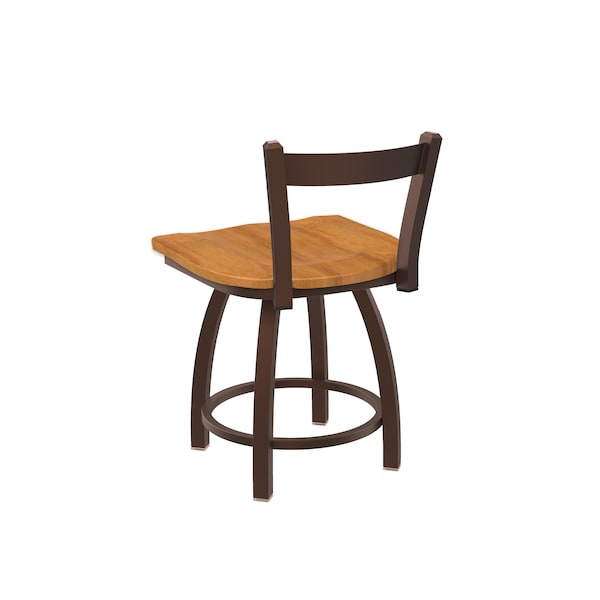 Holland Bar Stool Co 18" Low Back Swivel Vanity Stool, Bronze Finish, Med Maple Seat - 82118BZMEDMPL