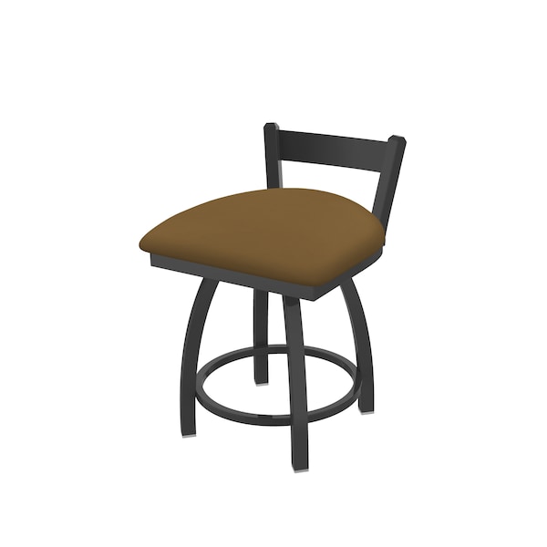 Holland Bar Stool Co 18" Low Back Swivel Vanity Stool, Pewter Finish, Canter Saddle Seat - 82118PW012