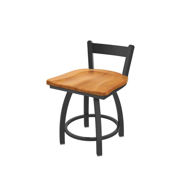 Holland Bar Stool Co 18" Low Back Swivel Vanity Stool, Pewter Finish, Med Maple Seat - 82118PWMEDMPL
