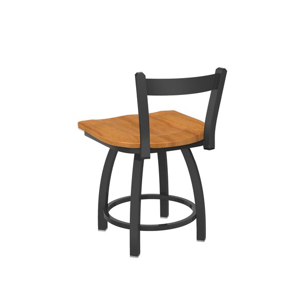 Holland Bar Stool Co 18" Low Back Swivel Vanity Stool, Pewter Finish, Med Maple Seat - 82118PWMEDMPL