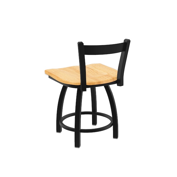 Holland Bar Stool Co 18" Low Back Swivel Vanity Stool, Black Wrinkle, Nat Oak Seat - 82118BWNATOAK