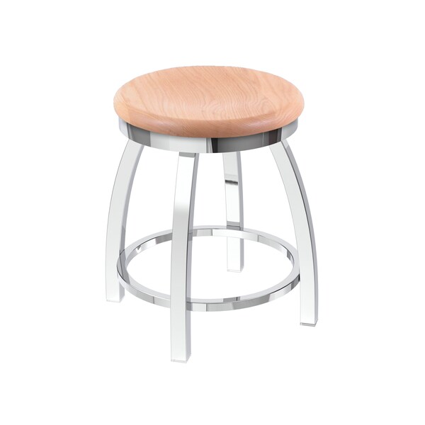 Holland Bar Stool Co 18" Swivel Vanity Stool, Chrome Finish, Nat Oak Seat - 80218CHNATOAK
