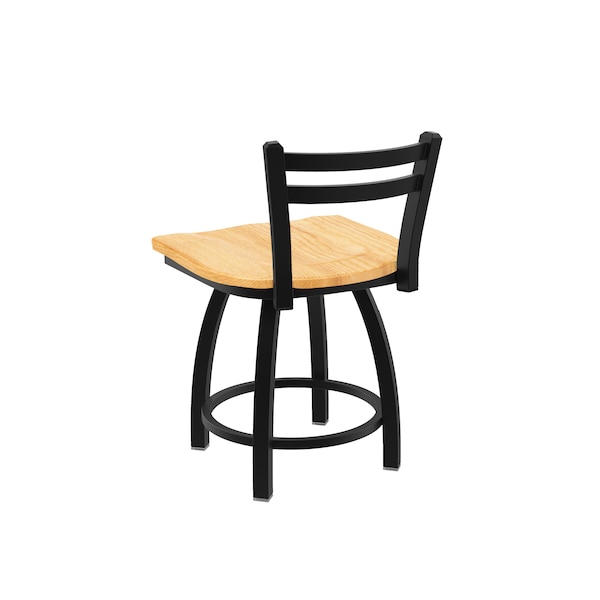 Holland Bar Stool Co 18" Low Back Swivel Vanity Stool, Black Wrinkle, Nat Oak Seat - 41118BWNATOAK