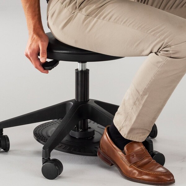 Safco Stool, Low-Height, Vinyl Seat, 24-1/4"x24-1/4"x17"-22", BK - SAF3437BL