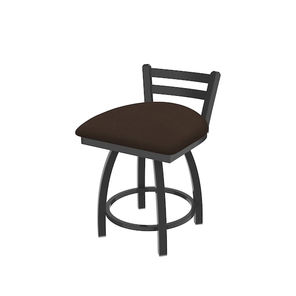 Holland Bar Stool Co 18" Low Back Swivel Vanity Stool, Pewter Finish, Rein Coffee Seat - 41118PW025