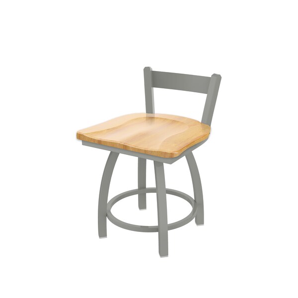 Holland Bar Stool Co 18" Low Back Swivel Vanity Stool, Nickel Finish, Nat Maple Seat - 82118ANNATMPL